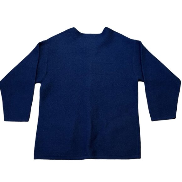 VTG Russ Australia Navy Toggle Grannycore Oversize Cardigan Pockets 100% Wool M - Picture 2 of 5